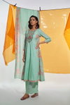 TEW Mint Green Colour Cotton Digital Print With Embroidery And Khatli Work Kurti With Bottom Dupatta Work Wholesale Suppliers In Mumbai